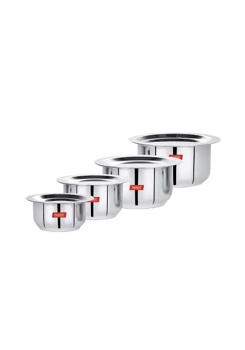 Sumeet Stainless Steel Friendly Tope Cooking Pot patila cookware with Lids | 0.4 L | 0.4 Qt | 4-Piece Set | With Lid