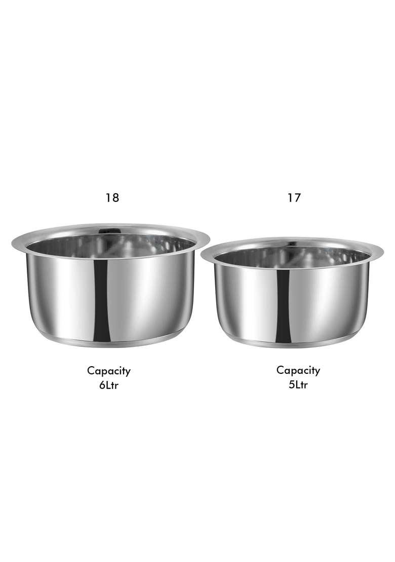 Vinod Stainless Steel Capsule Bottom Tope Cooking Pot Pieces | 5 L | 5.3 Qt | 2-Piece Set - Indya