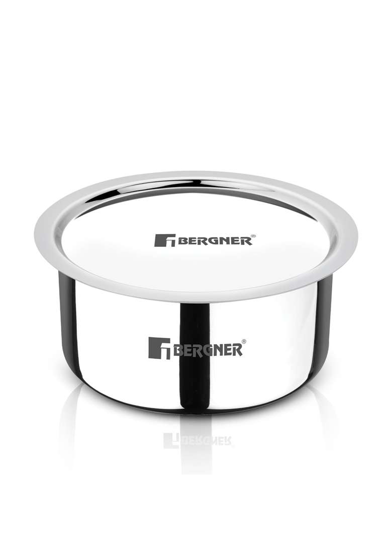 BERGNER Argent | 1.2 L | 1.3 Qt | 16 cm | 6.3 Inch | Induction Compatible | Tri-Ply | With Lid | Food Safe - Indya