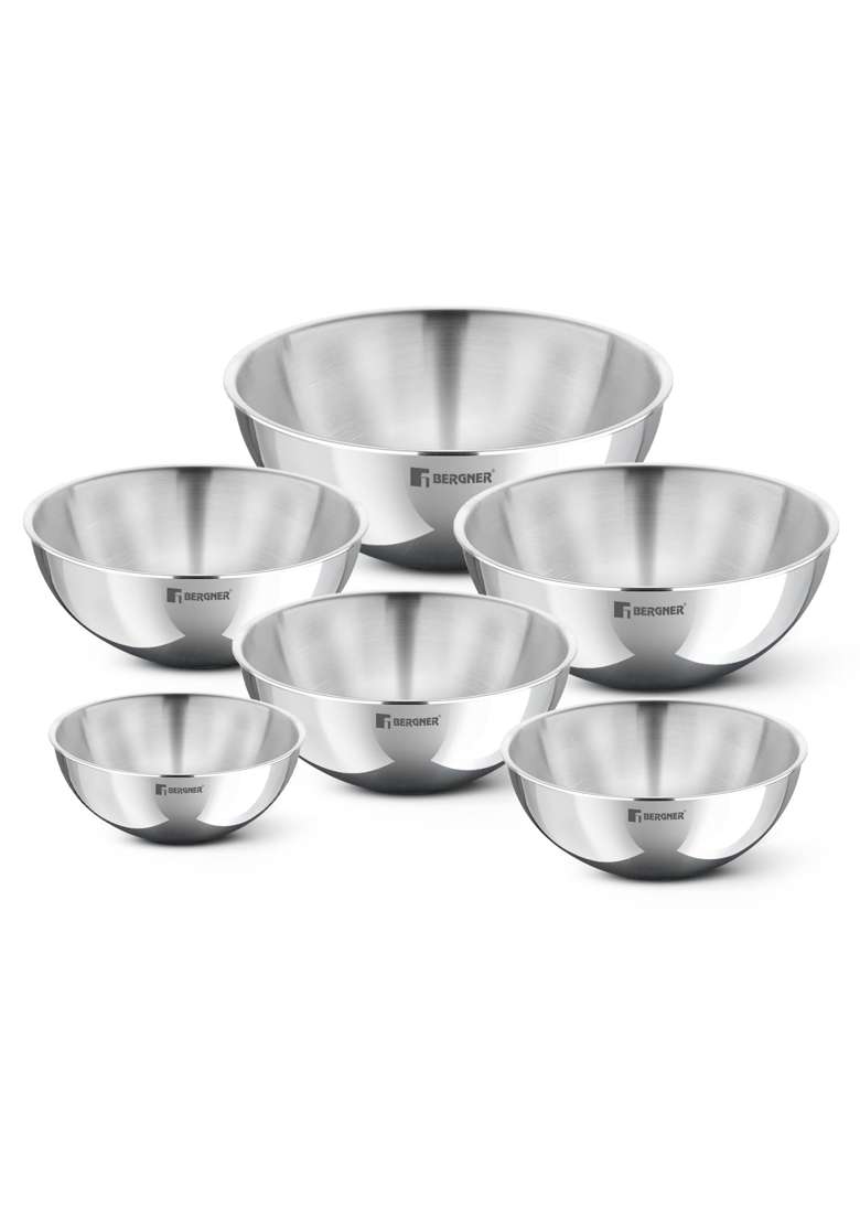 BERGNER Argent Triply Stainless Steel Tasra Deep Pan Tasla Without Lid | 2.5 L | 2.6 Qt | 24 cm | 9.4 Inch | Induction Compatible - Indya