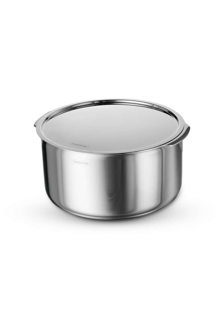 TRAMONTINA Aeion Triply Stainless Steel Tope Cooking Pot with Lid | 1.6 L | 1.7 Qt | 16 cm | 6.3 Inch | Non-Toxic - Indya