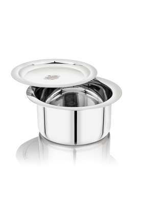Vinod Brand Stainless Steel Flat Bottom Cooking Tope Cooking Pot with Lid | 1000 ml | 33.8 fl oz | 17 cm | 6.7 Inch | Induction Compatible