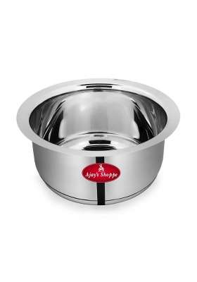 Ajay's Shoppe Premium Stainless Steel Patila Cooking Pot | 1.5 L | 1.6 Qt | 20.4 cm | 8 Inch | Induction Compatible