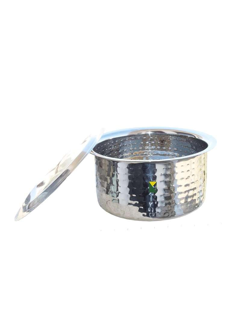 KITCHEN NEXT Stainless Steel with Hammerd Patila Cooking Pot | 1 L | 1.1 Qt | With Lid - Indya