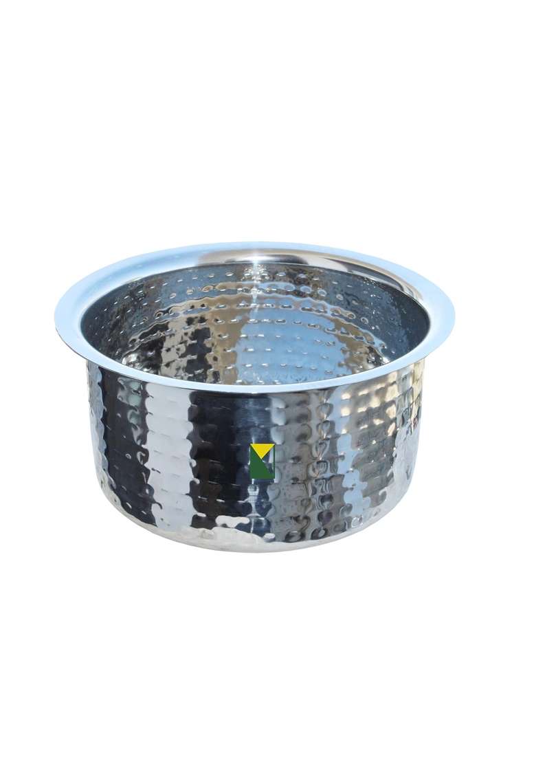 KITCHEN NEXT Stainless Steel with Hammerd Patila Cooking Pot | 1 L | 1.1 Qt | With Lid - Indya