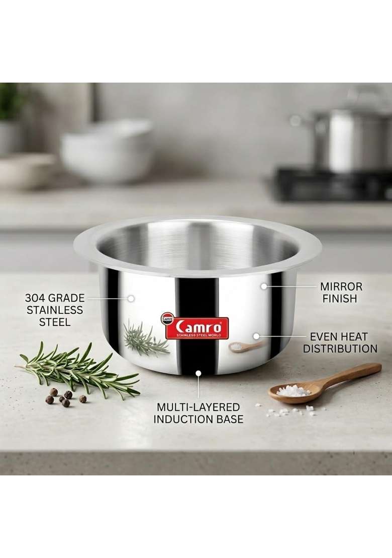 Camro Triply Artisan Tope Cooking Pot Patila Bhagona | 1.8 L | 1.9 Qt | Induction Compatible - Indya