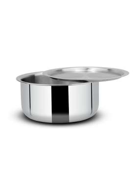 Orange Triply Stainless Steel Tope Milk Pot Boiler Tea Pot Patila Bhagona | 3.5 L | 3.7 Qt | 20 cm | 7.9 Inch | Induction Compatible | With Lid
