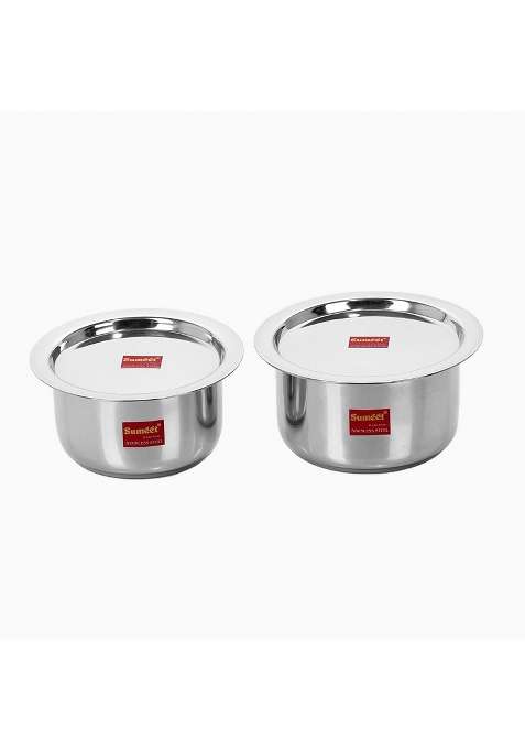 Sumeet Stainless Steel Cookware Set with Lid | 1 L | 1.1 Qt | 2-Piece Set