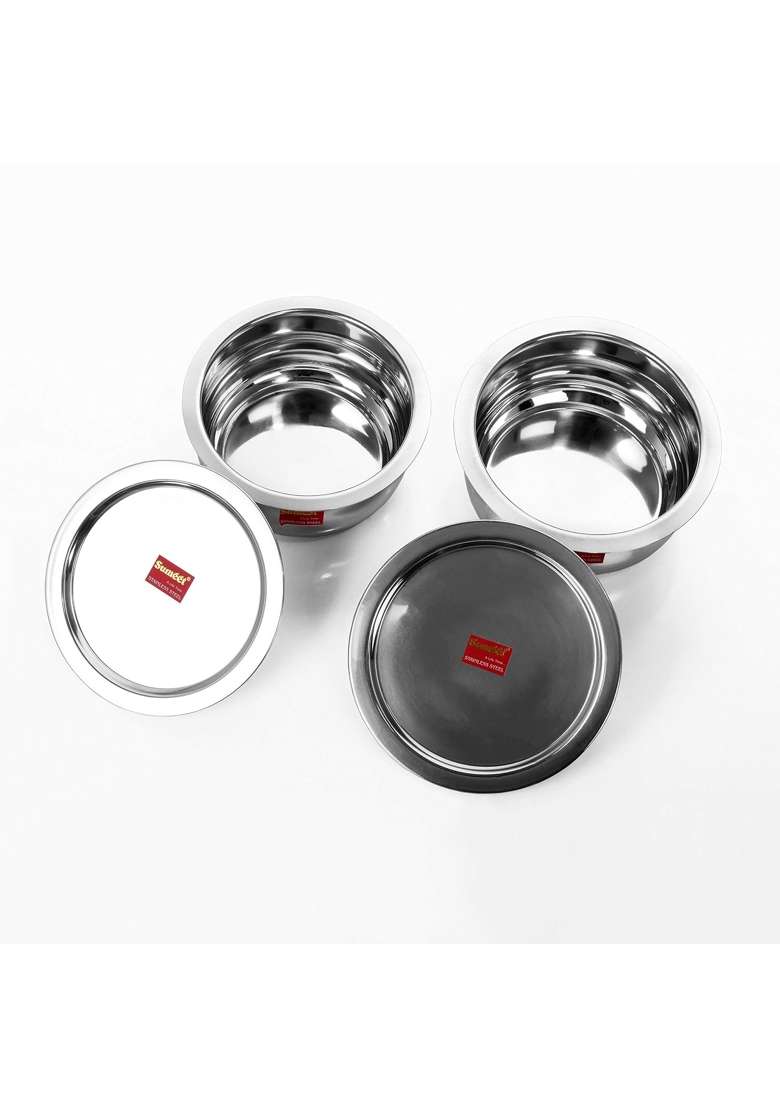 Sumeet Stainless Steel Cookware Set with Lid | 1.6 L | 1.7 Qt | 2-Piece Set - Indya