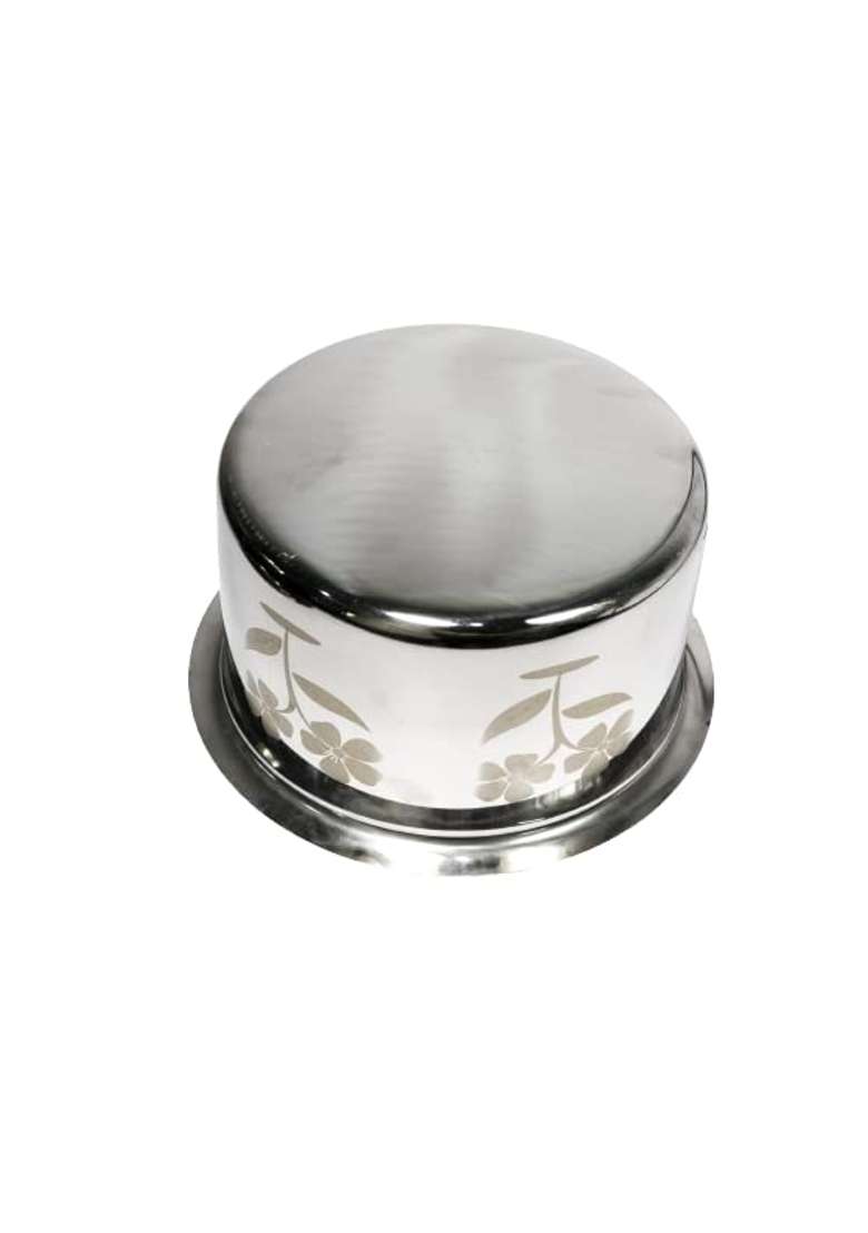 Sonanshi Stainless Steel Flower Laser Print Patila Bhagona Tapeli Handi Pot with LID | 2.5 L | 2.6 Qt - Indya