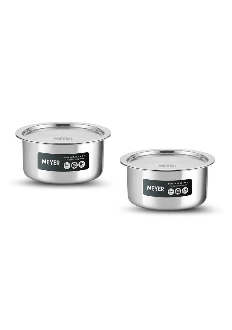 Meyer Triply Stainless Steel Tope Cooking Pot with Steel Lid | 1.5 L | 1.6 Qt | 2-Piece Set | Non-Toxic - Indya