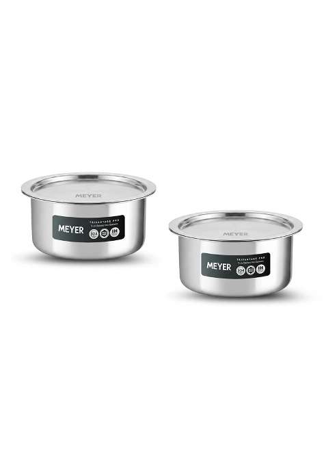 Meyer Triply Stainless Steel Tope Cooking Pot with Steel Lid | 1.5 L | 1.6 Qt | 2-Piece Set | Non-Toxic