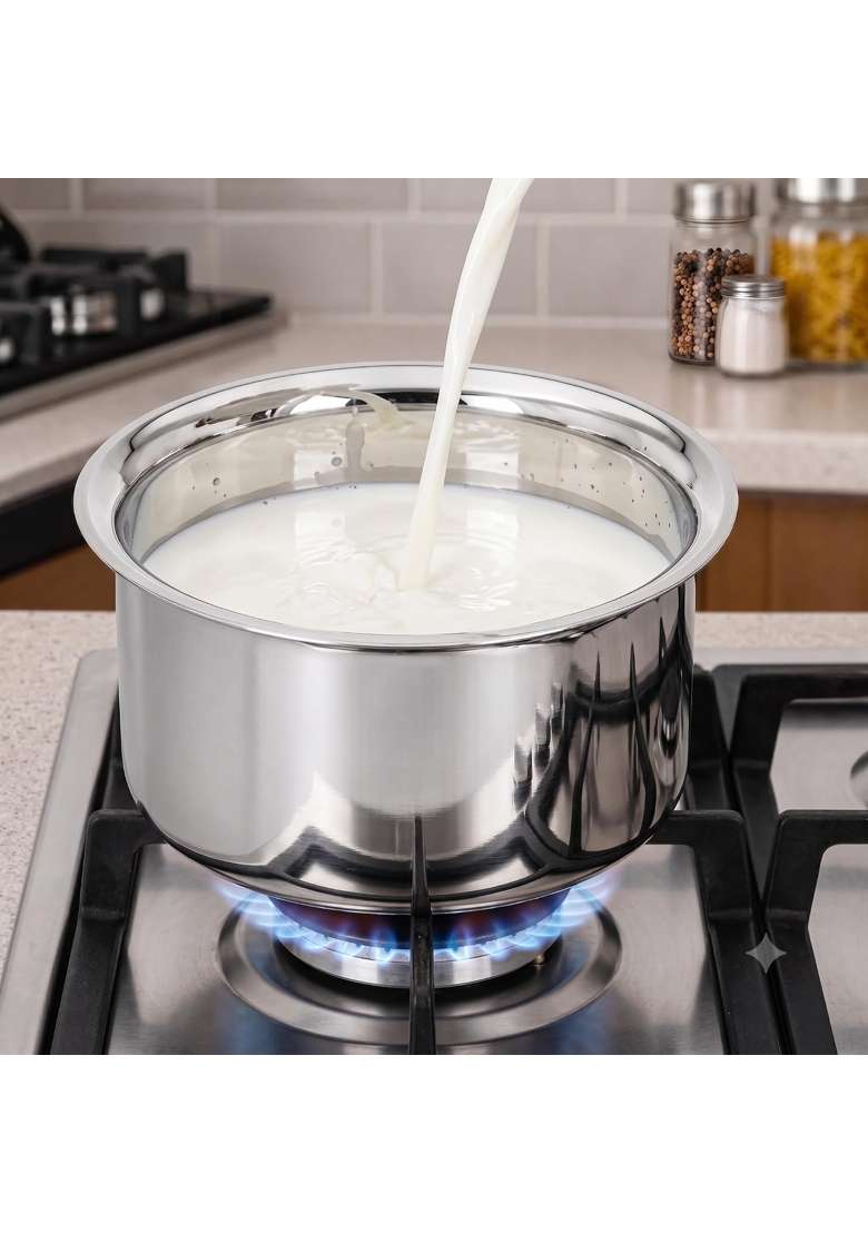 AAYU CRAFT KITCHENWARE FOR LIFE Stainless Steel Tope Cooking Pot Patila | 3.5 L | 3.7 Qt - Indya
