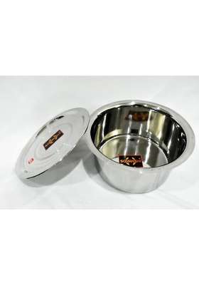 Sonanshi Patila Cooking Pot Bhagona Tapeli Stainless Steel with LID | 2 L | 2.1 Qt