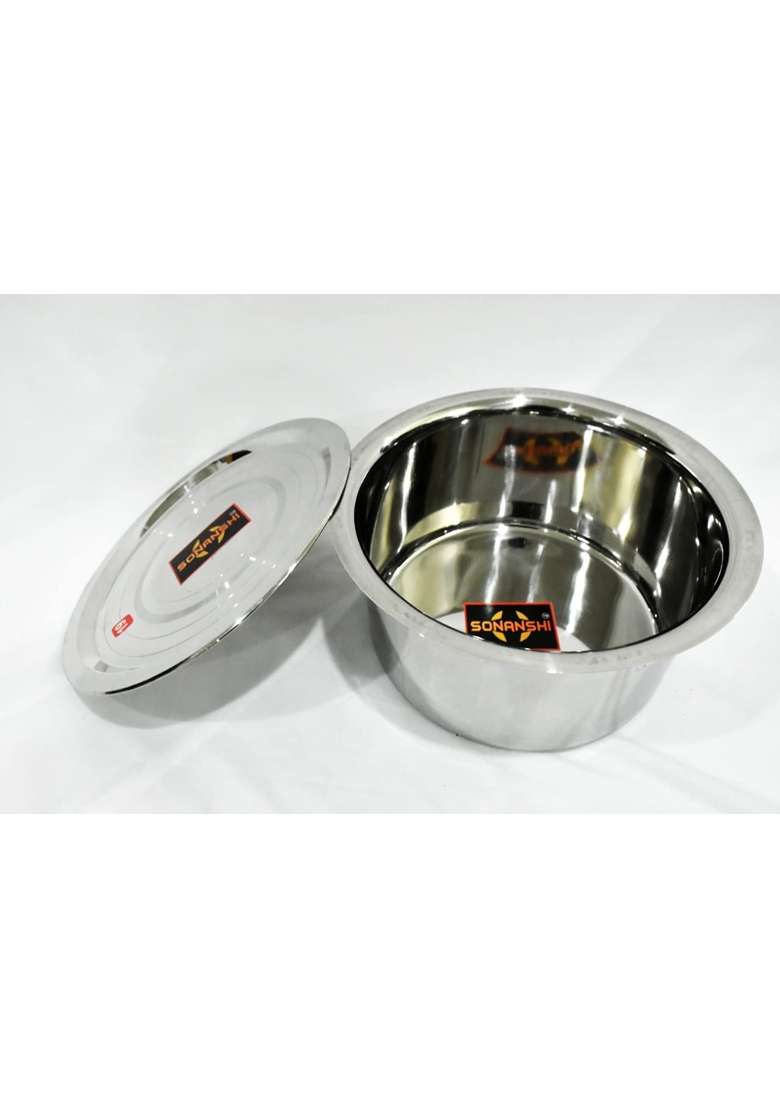 Sonanshi Patila Cooking Pot Bhagona Tapeli Stainless Steel with LID | 1 L | 1.1 Qt - Indya
