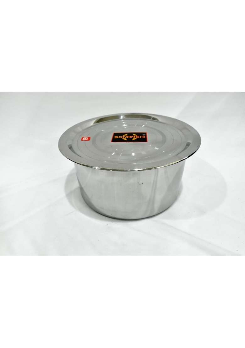 Sonanshi Patila Cooking Pot Bhagona Tapeli Stainless Steel with LID | 1 L | 1.1 Qt - Indya
