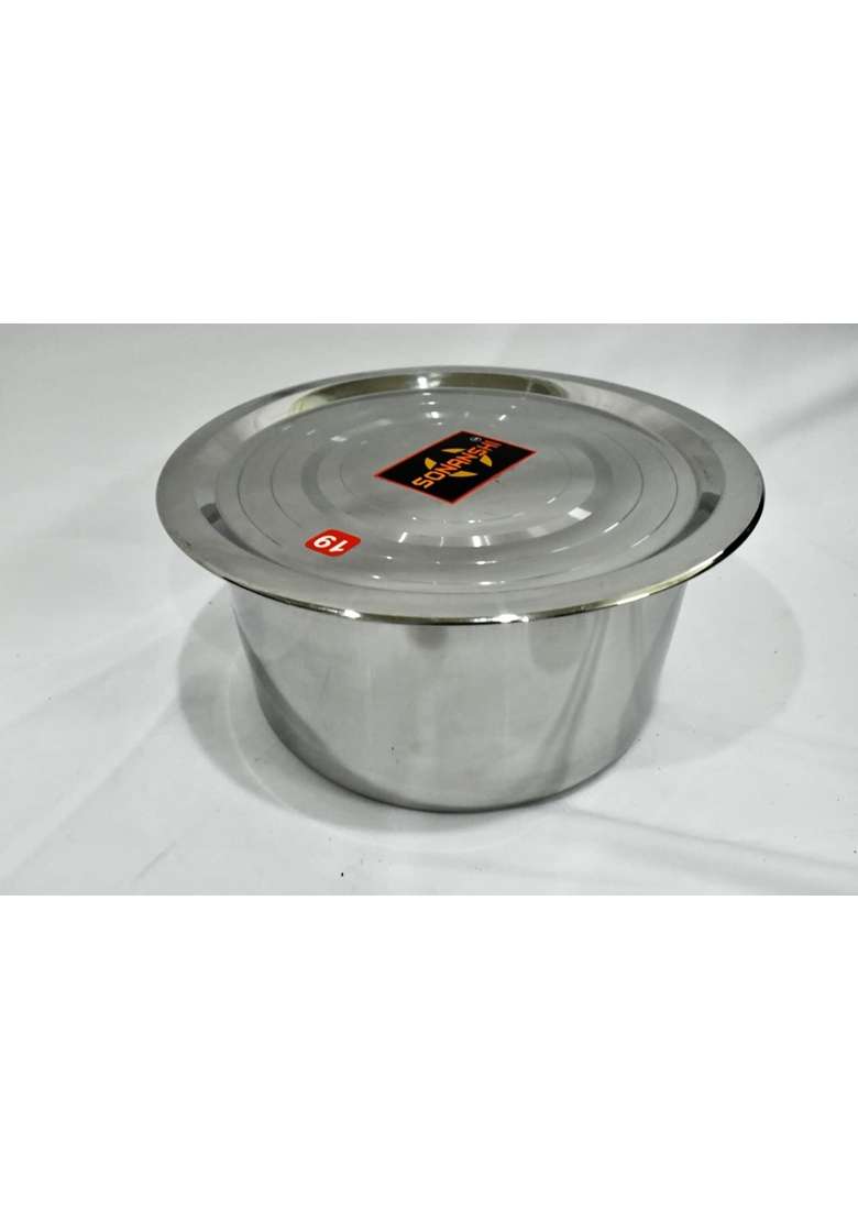 Sonanshi Patila Cooking Pot Bhagona Tapeli Stainless Steel with LID | 1 L | 1.1 Qt - Indya