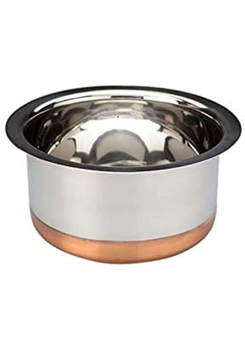 JGS Stainless Steel Copper Base Cookware Container Tope Cooking Pot Patila for Kitchen Home | 1 L | 1.1 Qt - Indya
