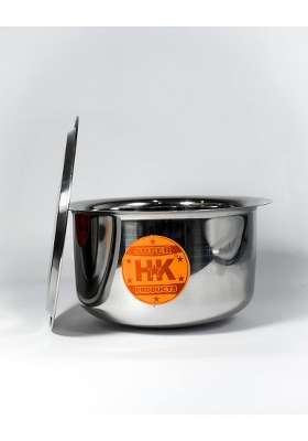 Super HK Round Bottom Patila Cooking Pot Bhagona Tapeli Handi Stainless Steel with LID | 4 L | 4.2 Qt