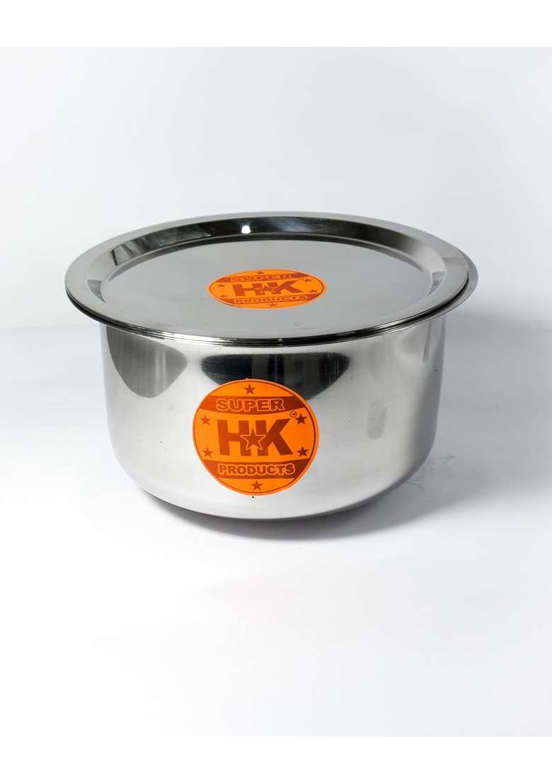 Super HK Round Bottom Patila Cooking Pot Bhagona Tapeli Handi Stainless Steel with LID | 4 L | 4.2 Qt - Indya