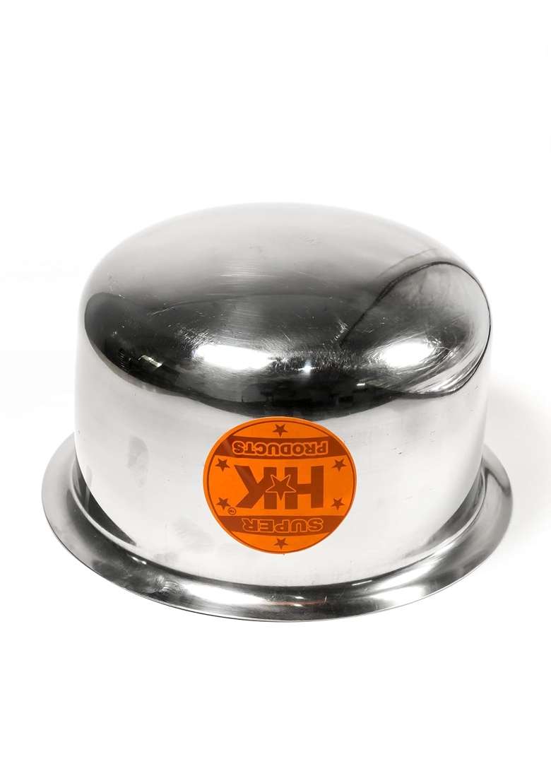 Super HK Round Bottom Patila Cooking Pot Bhagona Tapeli Handi Stainless Steel with LID | 4 L | 4.2 Qt - Indya