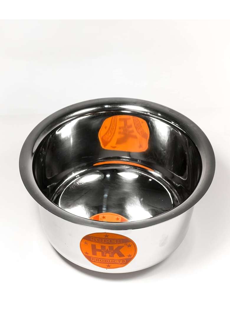Super HK Round Bottom Patila Cooking Pot Bhagona Tapeli Handi Stainless Steel with LID | 4 L | 4.2 Qt - Indya
