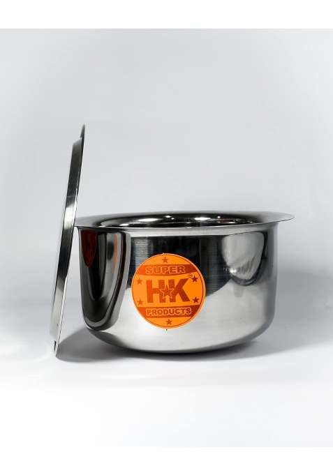 Super HK Round Bottom Patila Cooking Pot Bhagona Tapeli Handi Stainless Steel with LID | 4 L | 4.2 Qt