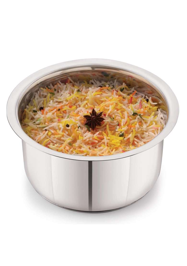 Bartan Star Stainless Steel Flat Bottom Cooking Tope | 2 L | 2.1 Qt | Induction Compatible | Food Safe - Indya