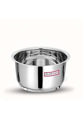 FLIXBLOOM Latest Cooking Pot Stainless Steel Kitchen Utensil Tope Container Bhagona | 2.5 L | 2.6 Qt | Induction Compatible | Tri-Ply