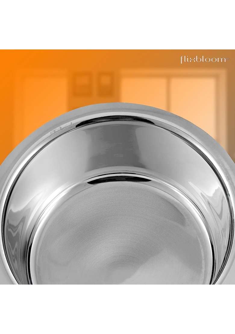 FLIXBLOOM Latest Cooking Pot Stainless Steel Kitchen Utensil Tope Container Bhagona | 2.5 L | 2.6 Qt | Induction Compatible | Tri-Ply - Indya