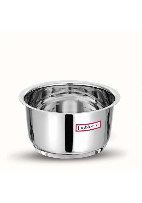 FLIXBLOOM Latest Cooking Pot Stainless Steel Kitchen Utensil Tope Container Bhagona | 2.5 L | 2.6 Qt | Induction Compatible | Tri-Ply