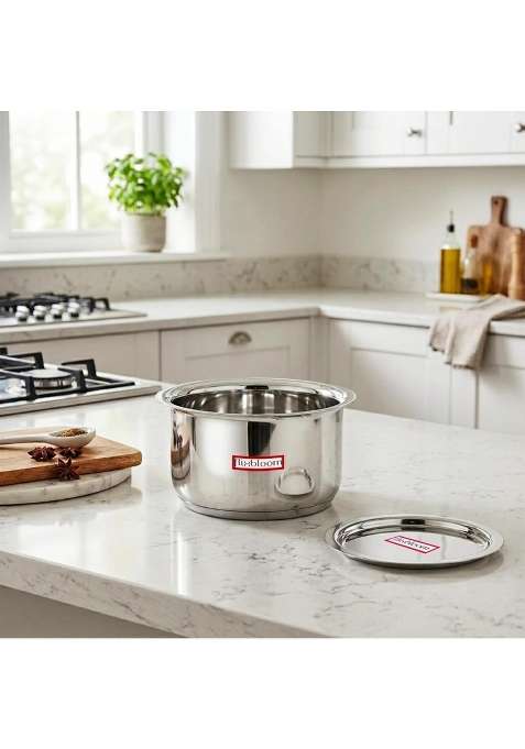FLIXBLOOM Urban Kitchen Stainless Steel Induction Base LPG Friendly Cookware with Triply | 1 L | 1.1 Qt | With Lid
