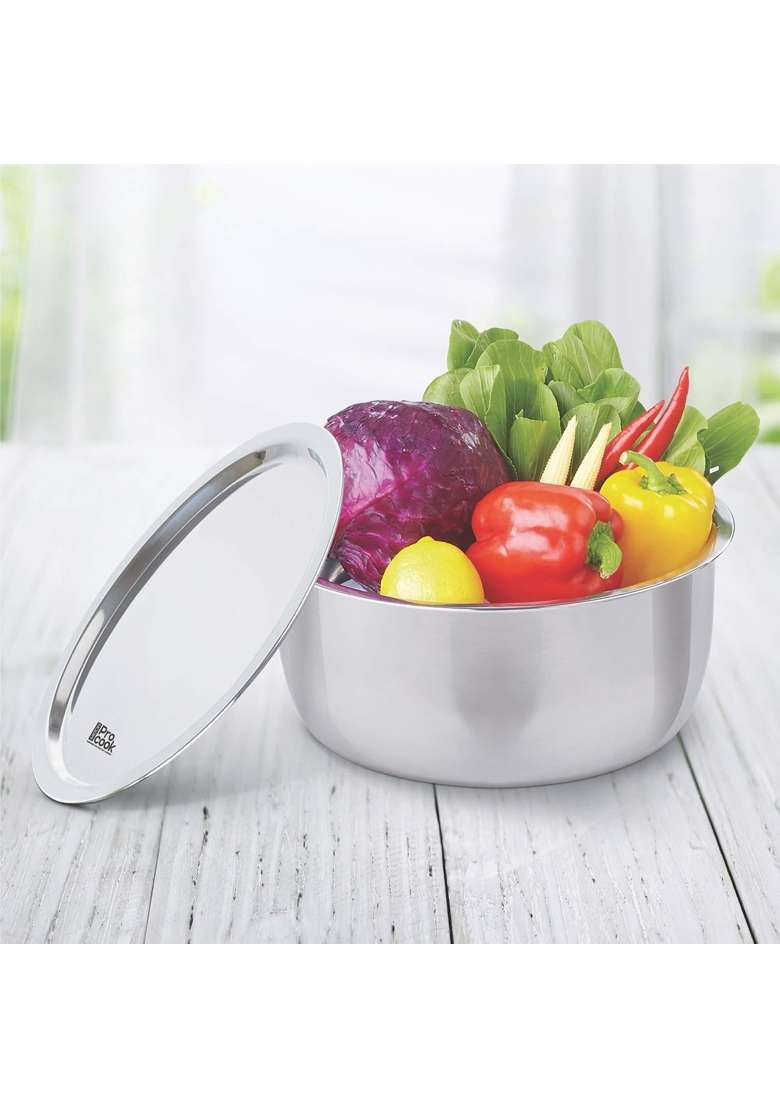 MILTON Pro cook TriPly Stainless Steel Tope Cooking Pot with SS Lid | 1.6 L | 1.7 Qt | 16 cm | 6.3 Inch | Induction Compatible | Dishwasher Safe - Indya