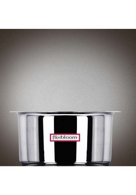 FLIXBLOOM Stainless Steel Induction Base Kitchen Cookware Utensil TriPLY Bottom | 2.5 L | 2.6 Qt | With Lid
