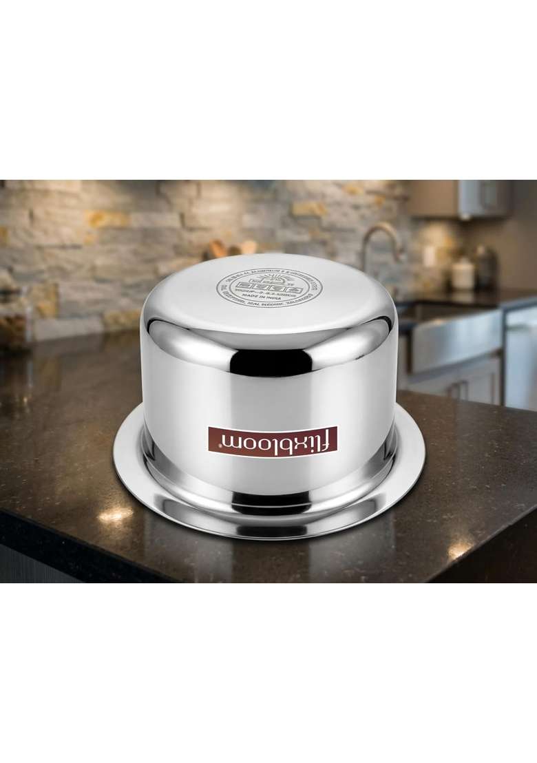 FLIXBLOOM Pro Stainless Steel Thick Triply Kitchen Cookware Induction Base LPG Friendly | 4.5 L | 4.8 Qt - Indya