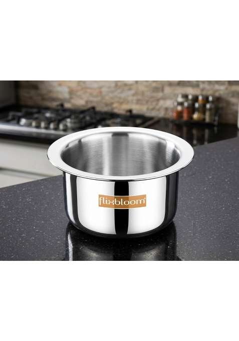 FLIXBLOOM Pro Stainless Steel Thick Triply Kitchen Cookware Induction Base LPG Friendly | 4.5 L | 4.8 Qt
