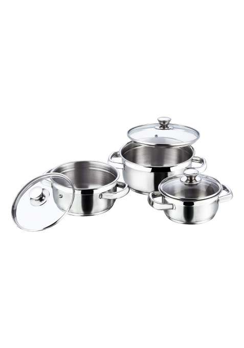 Vinod Bremen Stainless Steel Saucepot with Glass Lids | 3-Piece Set | Induction Compatible | Heavy Bottom | With Lid