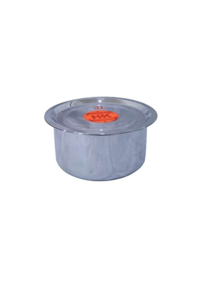 Super HK Round Bottom Patila Cooking Pot Bhagona Tapeli Stainless Steel with LID | 0.5 L | 0.5 Qt - Indya