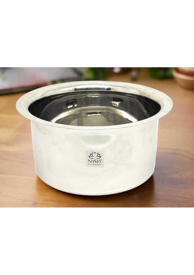 NYRA Stainless Steel Tope Induction Compatible Patila Heavy Gauge Flat Bottom | 1.6 L | 1.7 Qt - Indya