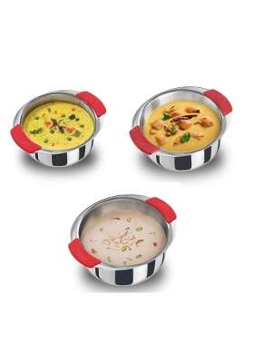 Hawkins Tri-Ply Stainless Steel Metro Patila Cooking Pot Tope Cook-N-Serve | 1.5 L | 1.6 Qt | 3-Piece Set