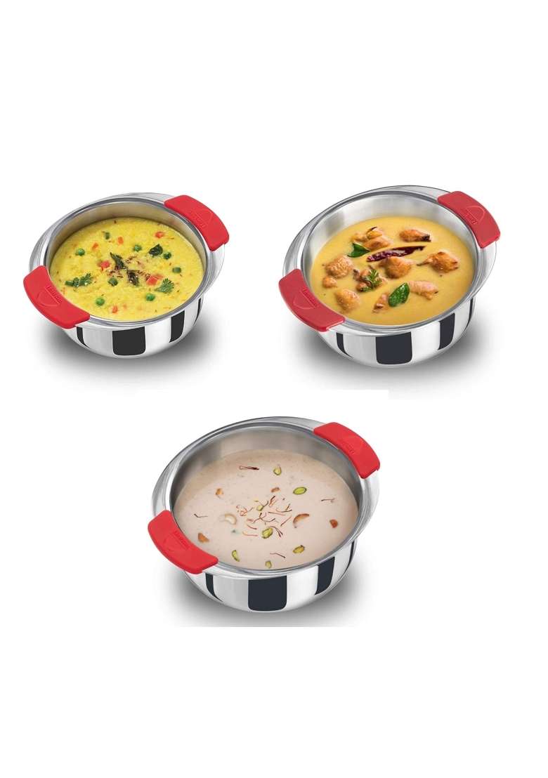 Hawkins Tri-Ply Stainless Steel Metro Patila Cooking Pot Tope Cook-N-Serve | 1.5 L | 1.6 Qt | 3-Piece Set - Indya