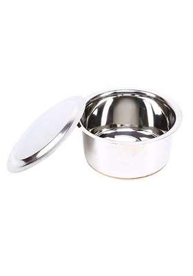 JGS Stainless Steel Copper Base Heavy Bhagona Cooking Pot | 4 L | 4.2 Qt | With Lid