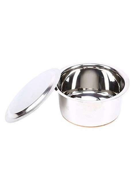 JGS Stainless Steel Copper Base Heavy Bhagona Cooking Pot | 4 L | 4.2 Qt | With Lid