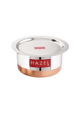 HAZEL Steel Copper Bottom Tope Cooking Pot with Lid | 1.5 L | 1.6 Qt