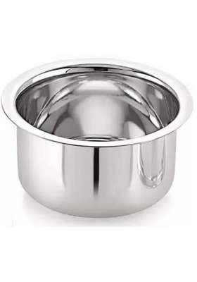 Sonanshi Stainless Steel Round Bottom Patila Cooking Pot Bhagona Tapeli with LID | 2.5 L | 2.6 Qt