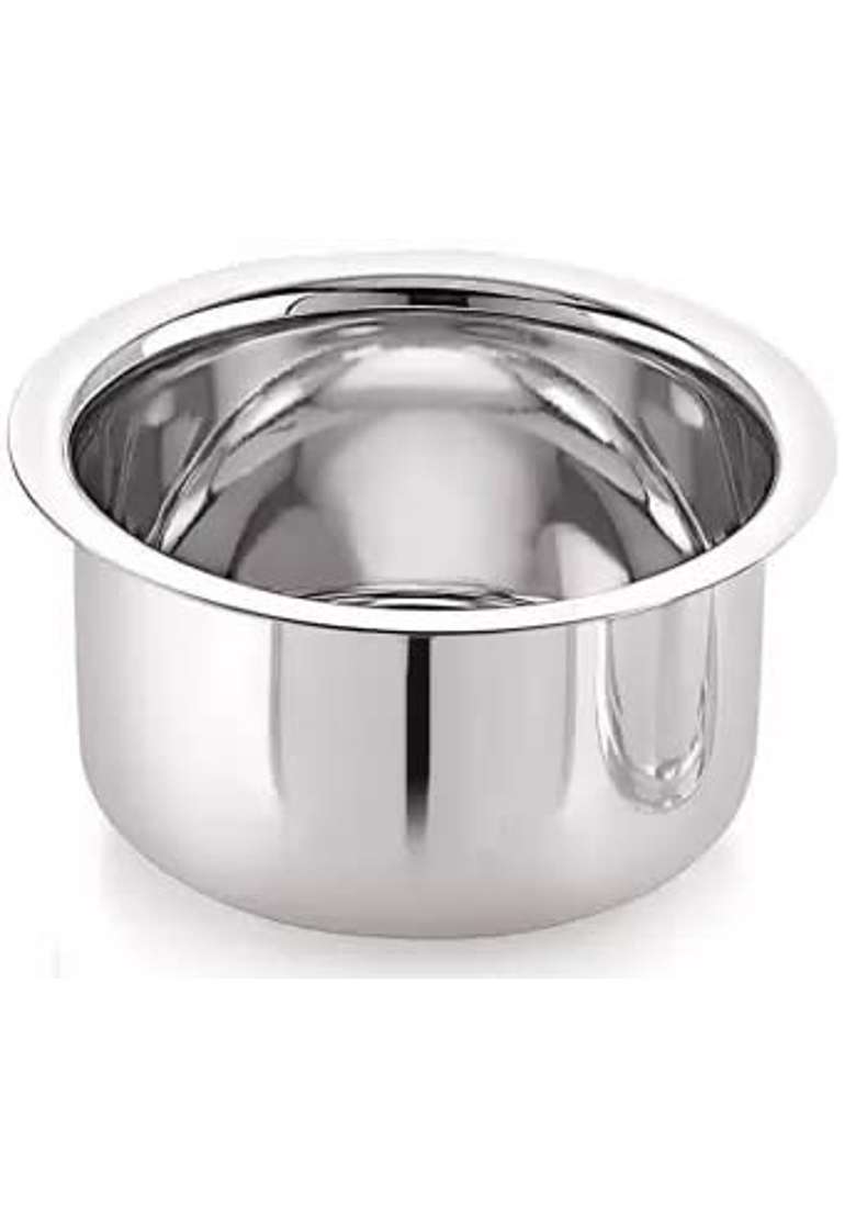 Sonanshi Stainless Steel Round Bottom Patila Cooking Pot Bhagona Tapeli with LID | 2.5 L | 2.6 Qt - Indya
