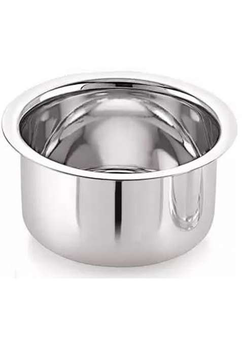 Sonanshi Stainless Steel Round Bottom Patila Cooking Pot Bhagona Tapeli with LID | 2.5 L | 2.6 Qt