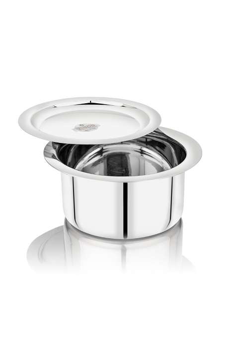 Vinod Stainless Steel Flat Bottom Cooking Tope Cooking Pot with Lid | 1800 ml | 60.9 fl oz | 20 cm | 7.9 Inch | Induction Compatible | Food Safe