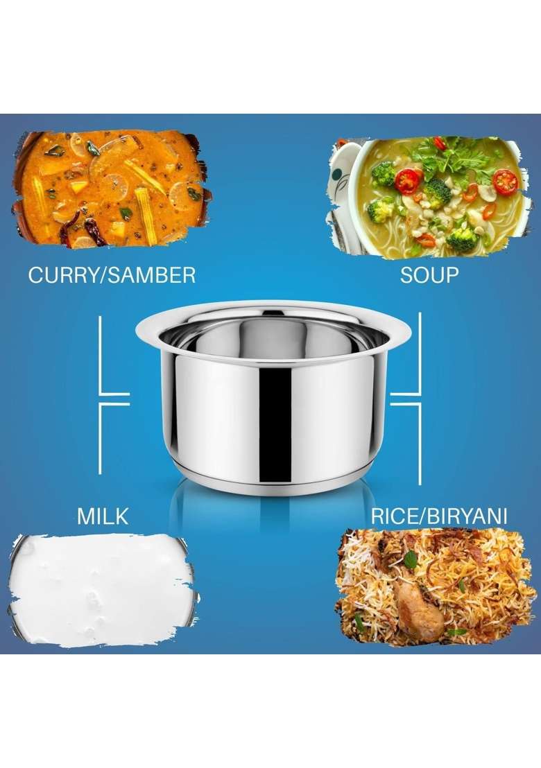 Bartan Star Stainless Steel Induction Friendly Bagona Patila Pot | 1.5 L | 1.6 Qt - Indya