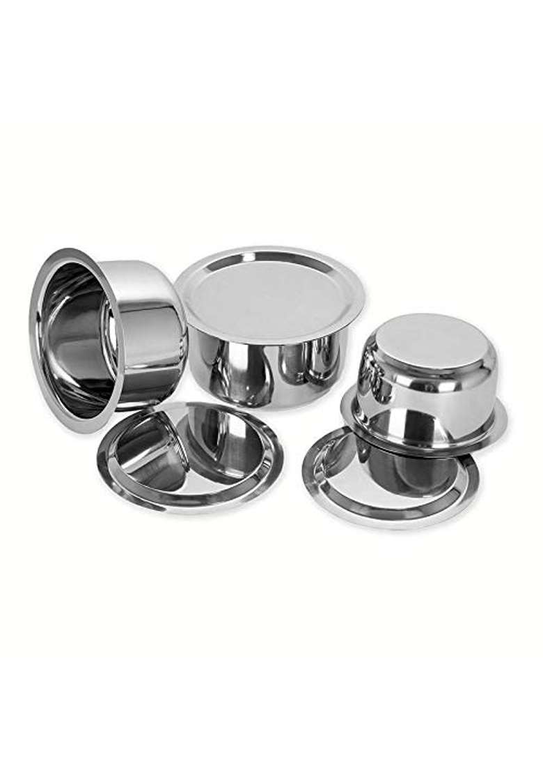 Bartan Star Stainless Steel Patila Cooking Pot with Lid | 3 L | 3.2 Qt | 3-Piece Set - Indya